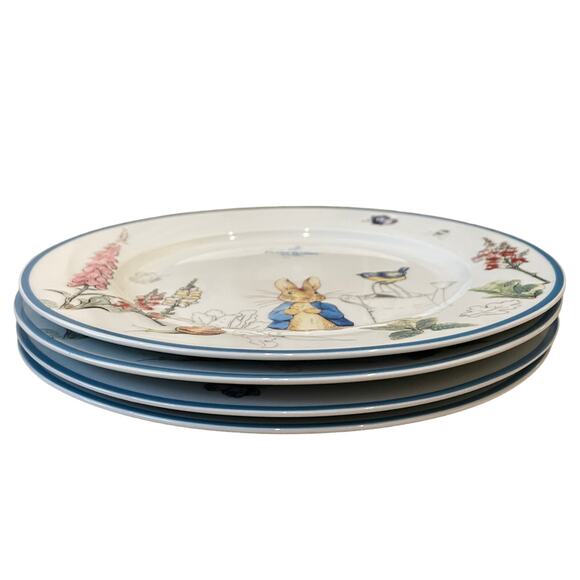 World of Beatrix Potter & Peter Rabbit Porcelain 10.75in Dinner Plates Set 4 NEW - Picture 4 of 9